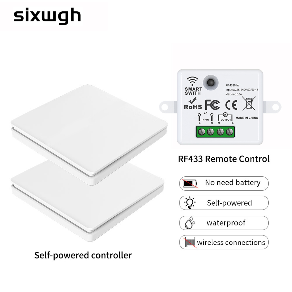 Home Automation Diy - SIXWGH Smart Wireless Switch RF433Mhz Self-Powered